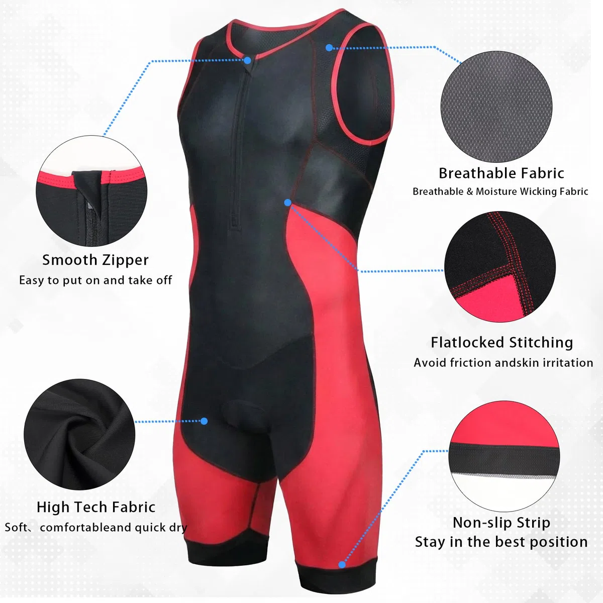 Triathlon-Anzug für Herren, kurzärmelig, ideal für Ironman-Rennsport-Tri-Anzug