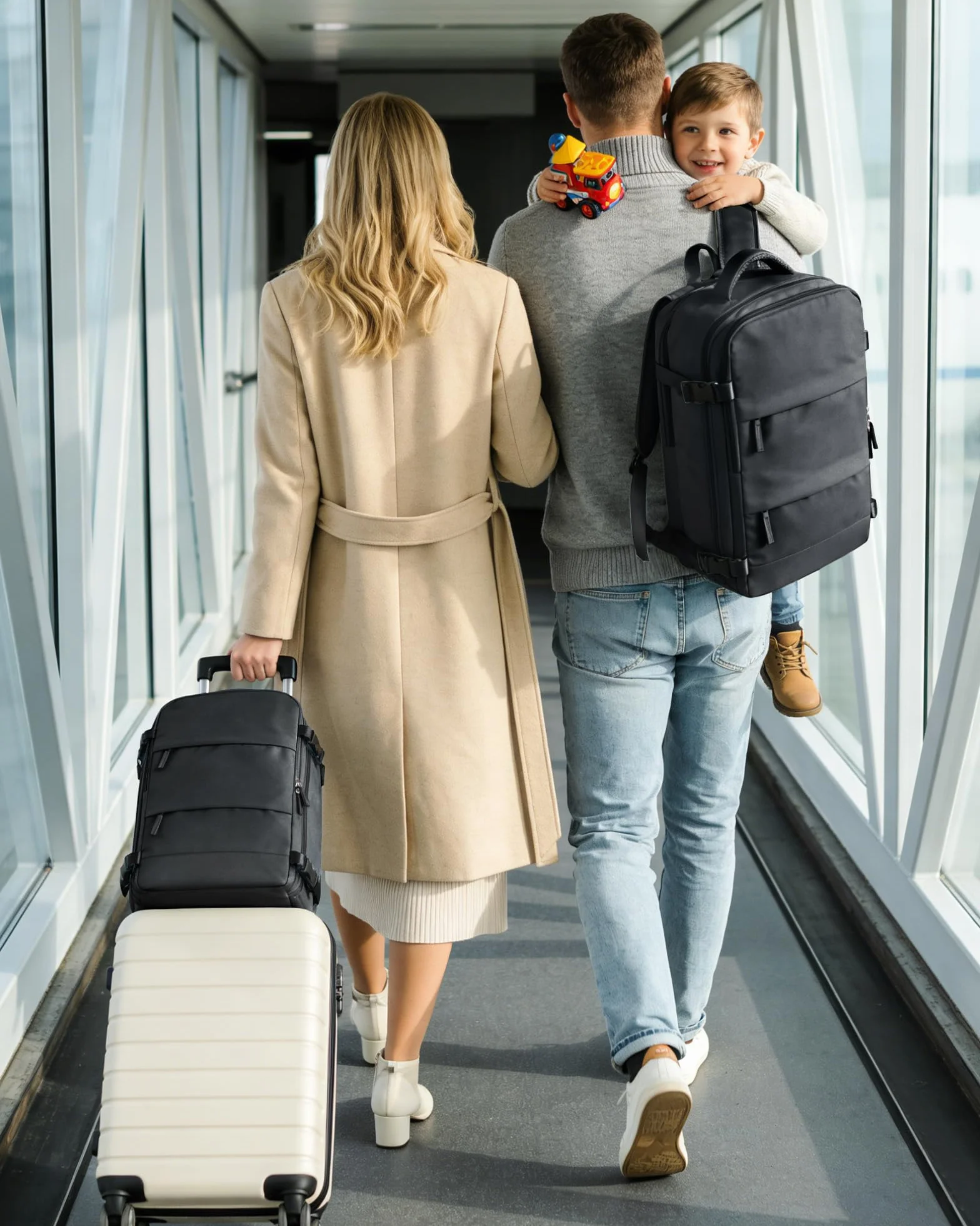 SZLX Großer Reiserucksack Damen,Vakuum Rucksack mit Pumpe Ryanair Handgepäck 40x30x20 Herren, Wizzair Handgepäck 40x30x20 Wasserdichter Tagesrucksack Fit 14 Zoll Laptop mit Schuhfach und Laptopfach