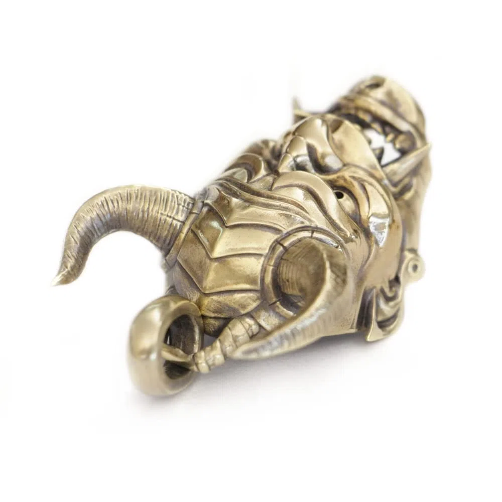 LINSION Herren-Anhänger aus Messing, japanischer Geist, Prajna, Totenkopf, Biker-Punk-Schmuck BR387, Large, Metall