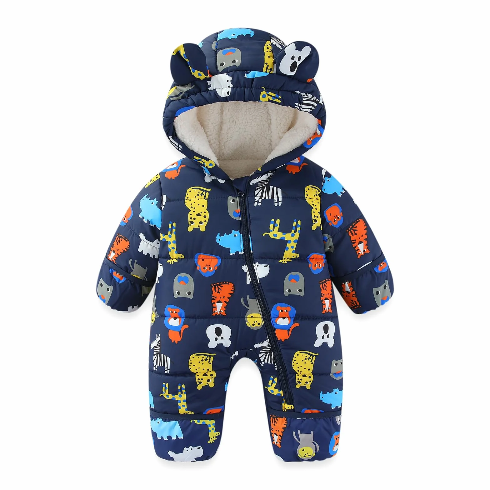 WYTbaby Baby Schneeanzug Warm Winteroverall Mit Kapuze Dick Jumpsuit für Jungen Mädchen 3-24 Monate