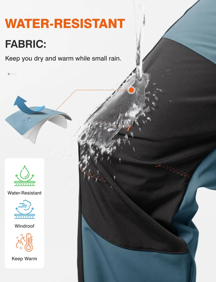 donhobo Herren Wanderhose Gefüttert Winterhose Wasserdicht Winddicht Warm Verdickte Softshellhose Outdoorhose Skihose Trekkinghose