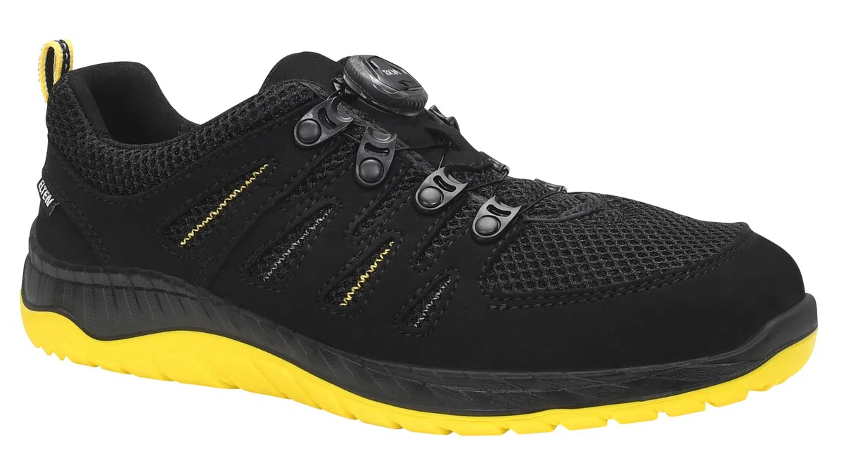 ELTEN Berufsschuh Maddox BOA Black-Yellow Low ESD O1, Damen und Herren, Textil, leicht, sportlich, Schwarz/Gelb, Gr. 39
