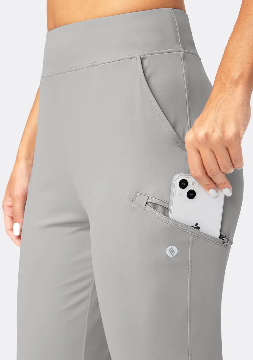 SANTINY Women's Golf Pants with 3 Zipper Pockets 7/8 Stretch High Waisted Ankle Pants for Women Travel Work