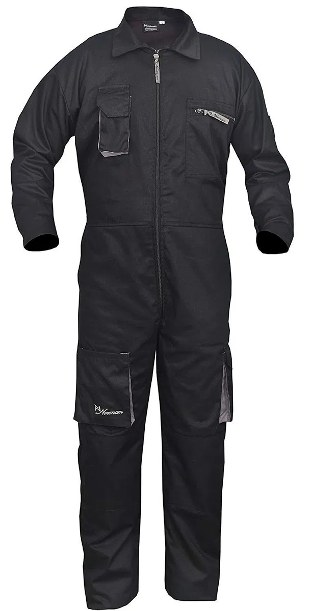 NORMAN Schwarze Arbeitskleidung Herren Overalls Kessel Overall Mechanik