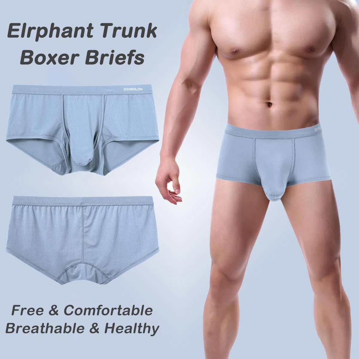 Herren-Boxershorts, sexy Elefanten-Unterwäsche, Ausbuchtung, doppelte Tasche, atmungsaktiv