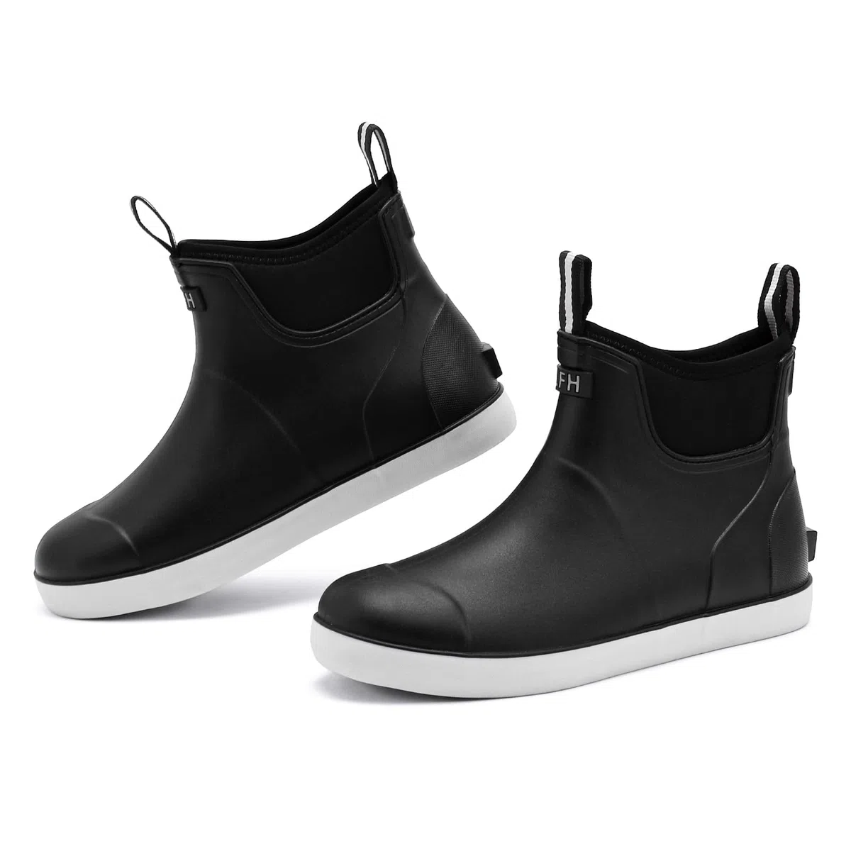 Gummistiefel Herren Halbhoch, Grundlegend Wasserdicht Atmungsaktiv Stiefeletten, Anti-Rutsch Mode PVC Schwarz Chelsea-Stiefel, Gummistiefel Herren