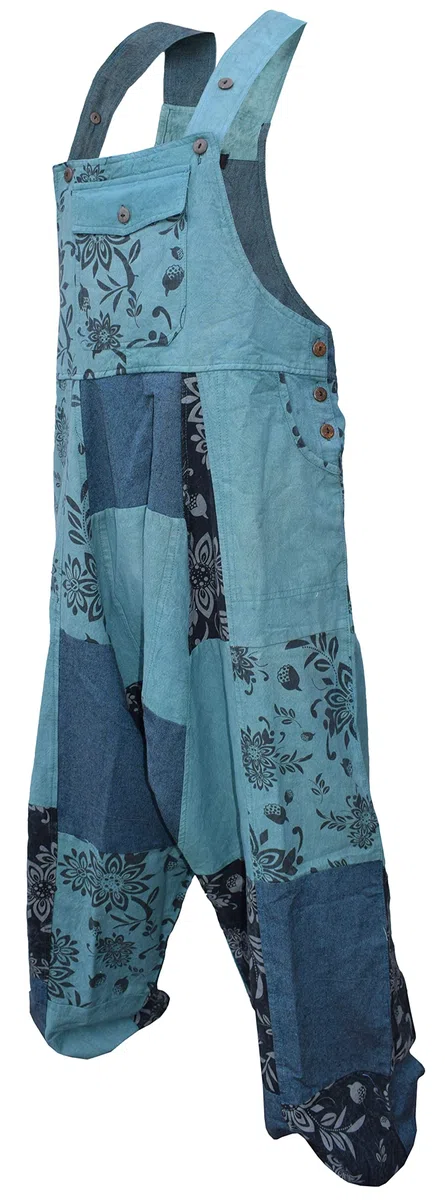 Gheri Harems-Latzhose aus Baumwolle mit lockerer Passform und Patchwork-Print für Herren