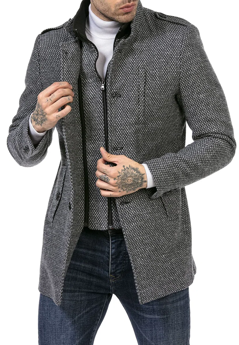 Redbridge Herren Mantel Winterjacke Classy Chic Jacke Transformable