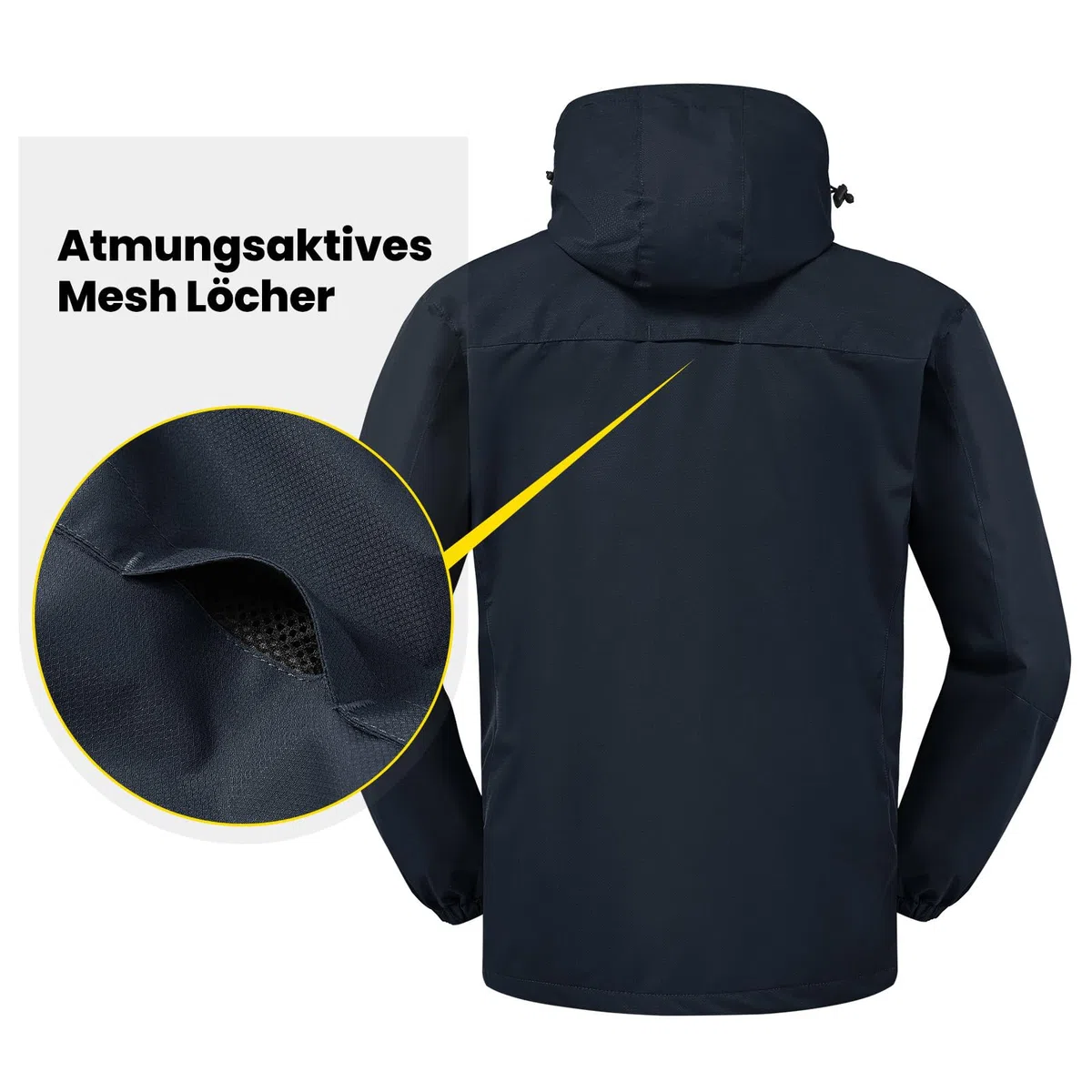 donhobo Herren Outdoor Wanderjacke Wasserabweisend Atmungsaktiv Winddichte Funktionsjacke Leicht Übergangsjacke Trekkingjacke Mäntel mit Abnehmbare Kapuze