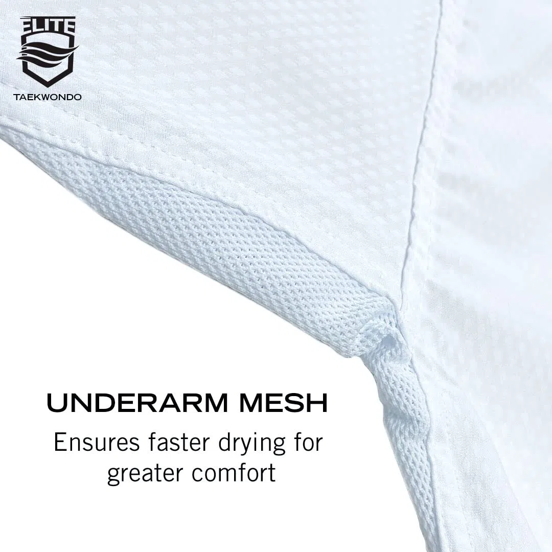 ELITE - White Collar Taekwondo Uniform (TKD Dobok) Ultralight Fabric