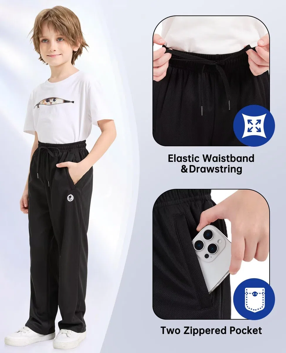 OCYMA 5 Pack Jogginghose Kinder Jungen,Baggy Jogginghose Jungs mit reißverschluss Mesh Trainingshose Kinder für Jungen von 5-24