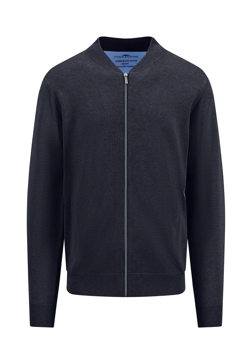 FYNCH-HATTON Strickjacke aus Baumwolle mit Collegekragen