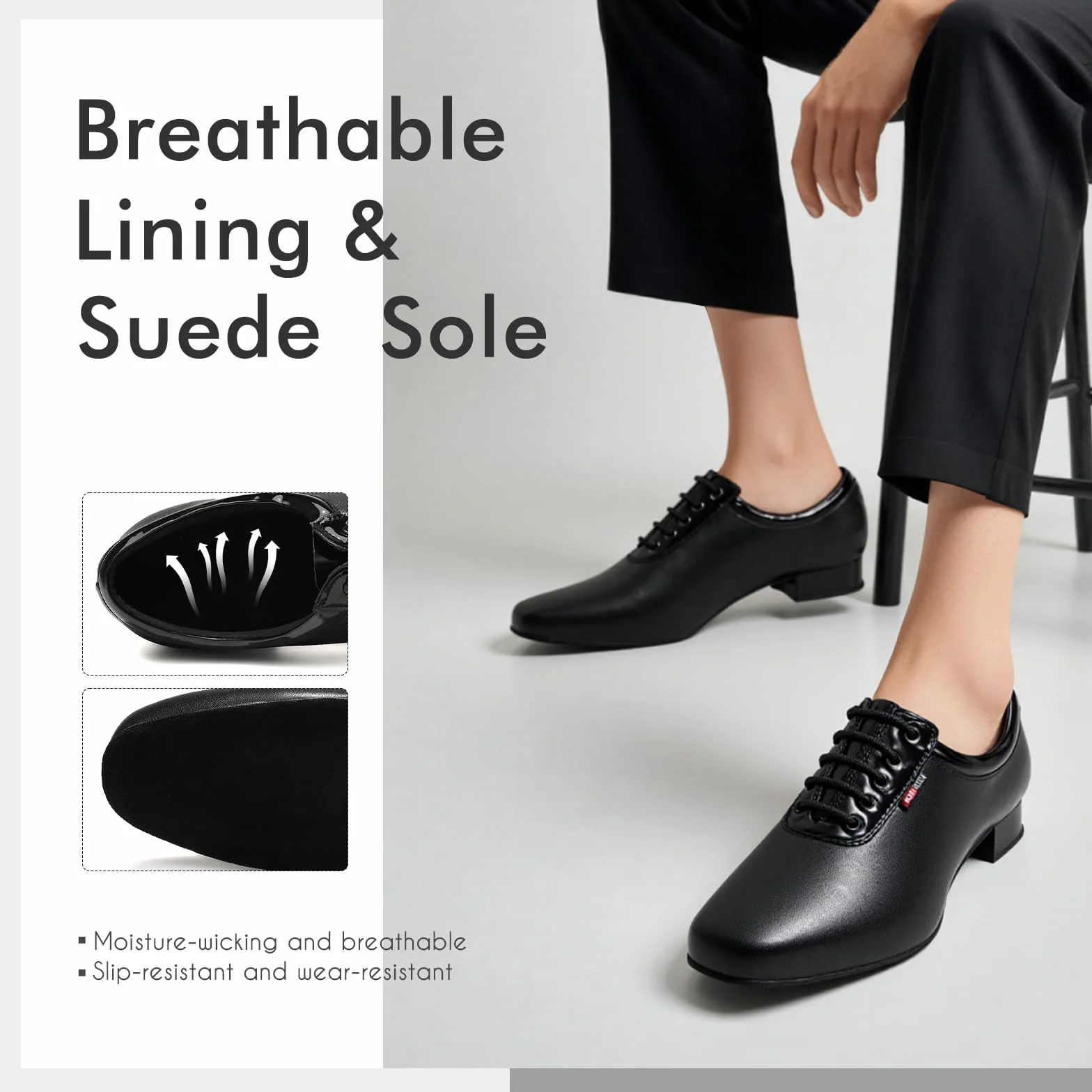 Tanzschuhe Latein Herren Schwarz Schnüren Ballsaal Salsa Tango Schuhe für Tanztraining Niedriger Absatz