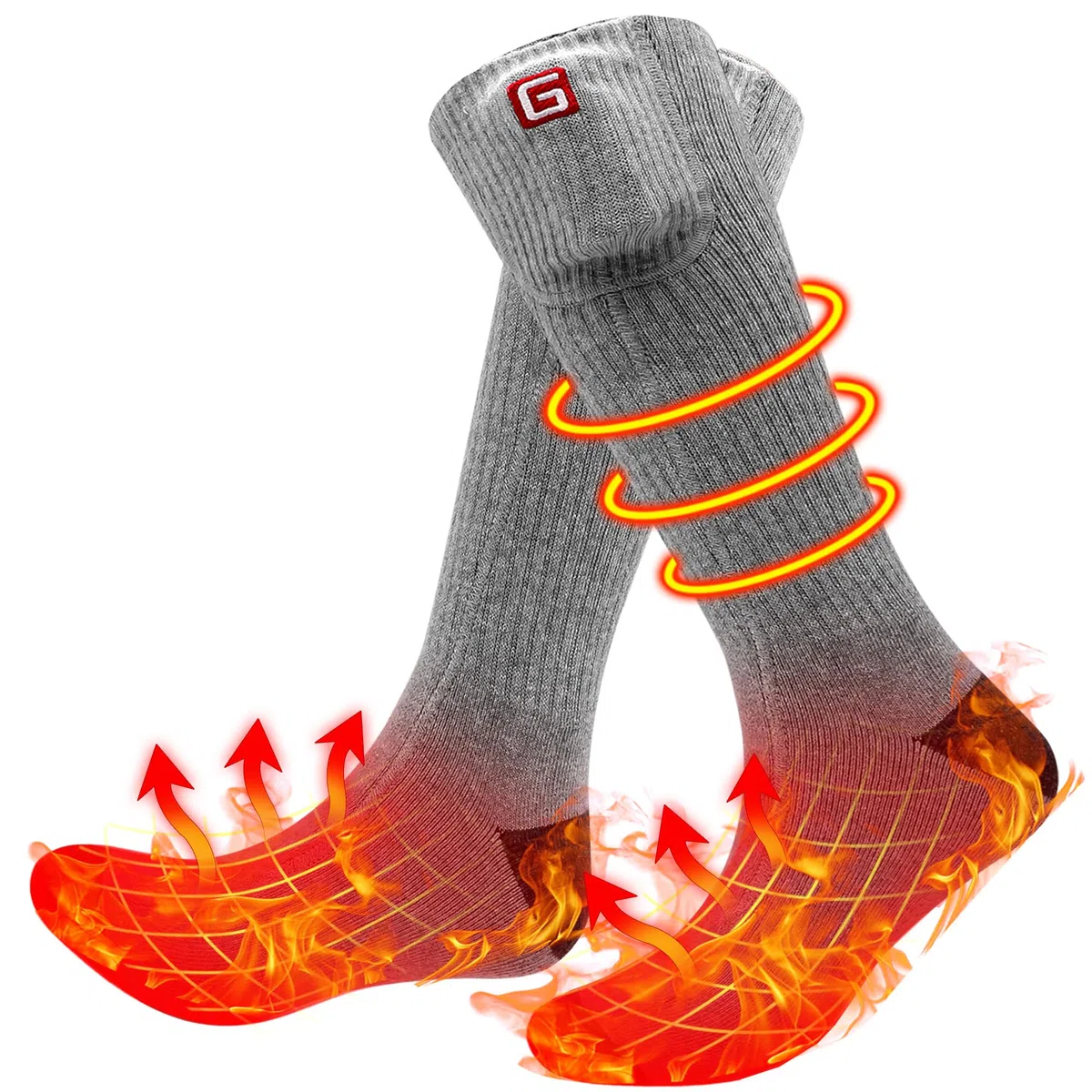 Svpro Beheizte Socken Herren Damen Wiederaufladbare mit Akku Elektrische Beheizbare Socken Winter Warme Socken Fusswärmer Batterie Heizsocken mit Akku,Waschbar Socken Beheizbar für Camping Jagd