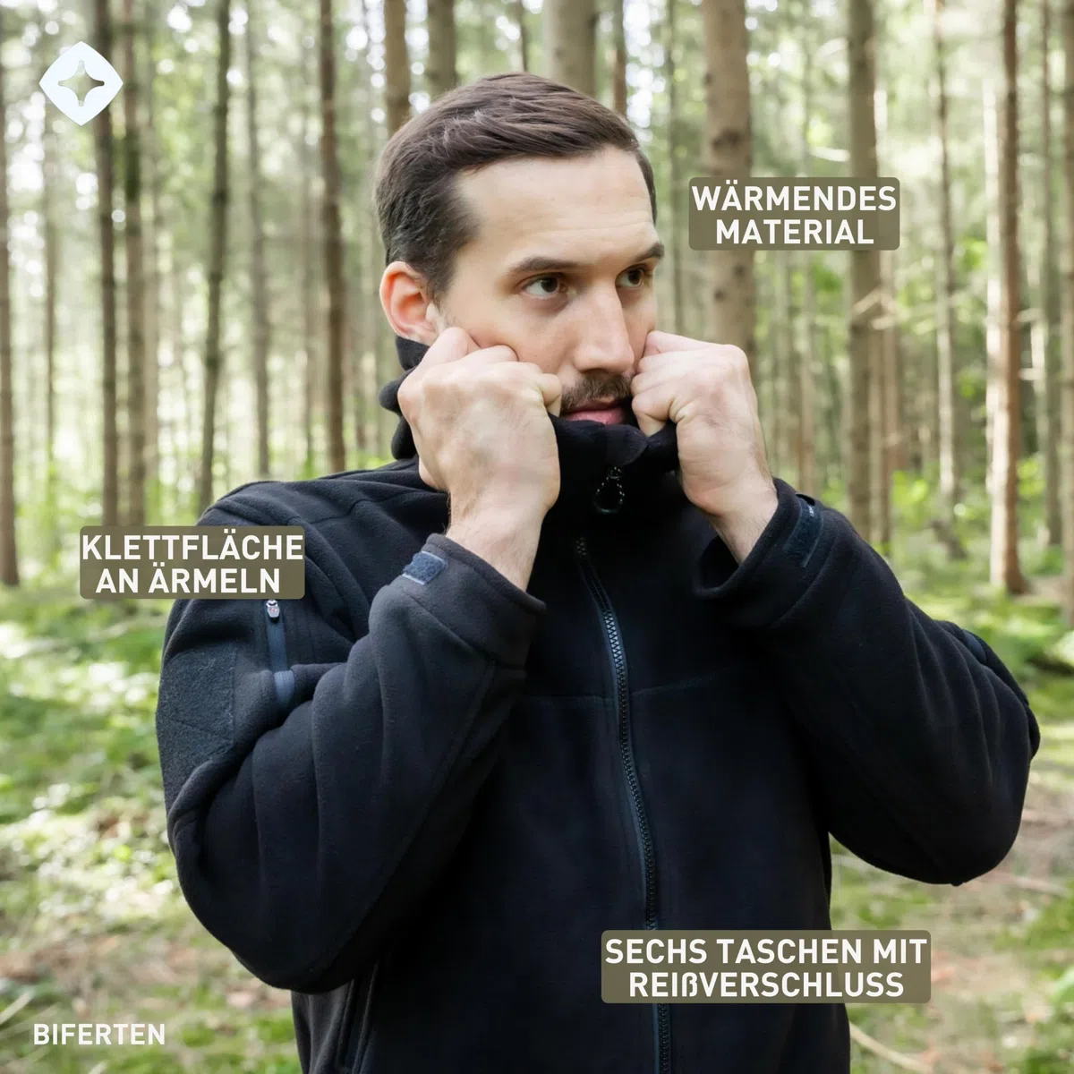 Höhenhorn Biferten Herren Militär Fleecejacke Outdoor Winddichte Jacke mit Kapuze