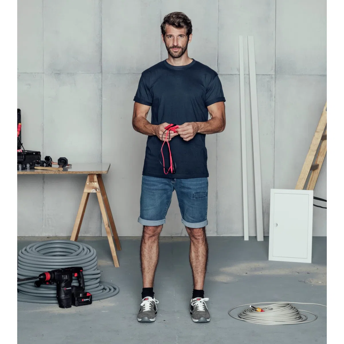 WÜRTH MODYF Arbeitsshorts Jeans Stretch X - professionelle Arbeitshose für Herren - Arbeitsshorts mit Reißverschluss - in den Größen 42-62 in Blau