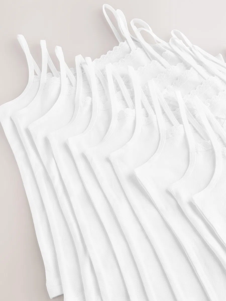 NEXT Mädchen Trägertops mit elastischen Trägern, 10er-Pack