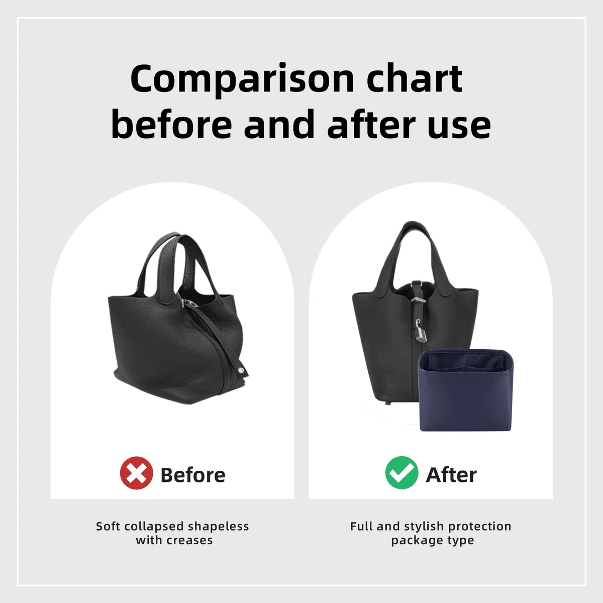 DGAZ Handtasche Taschenorganizer für Picotin 18/22, Seide Handtaschenorganisator Damen, Luxus-Handtaschen & Tote Innentaschen (Blue Nuit, PC18)