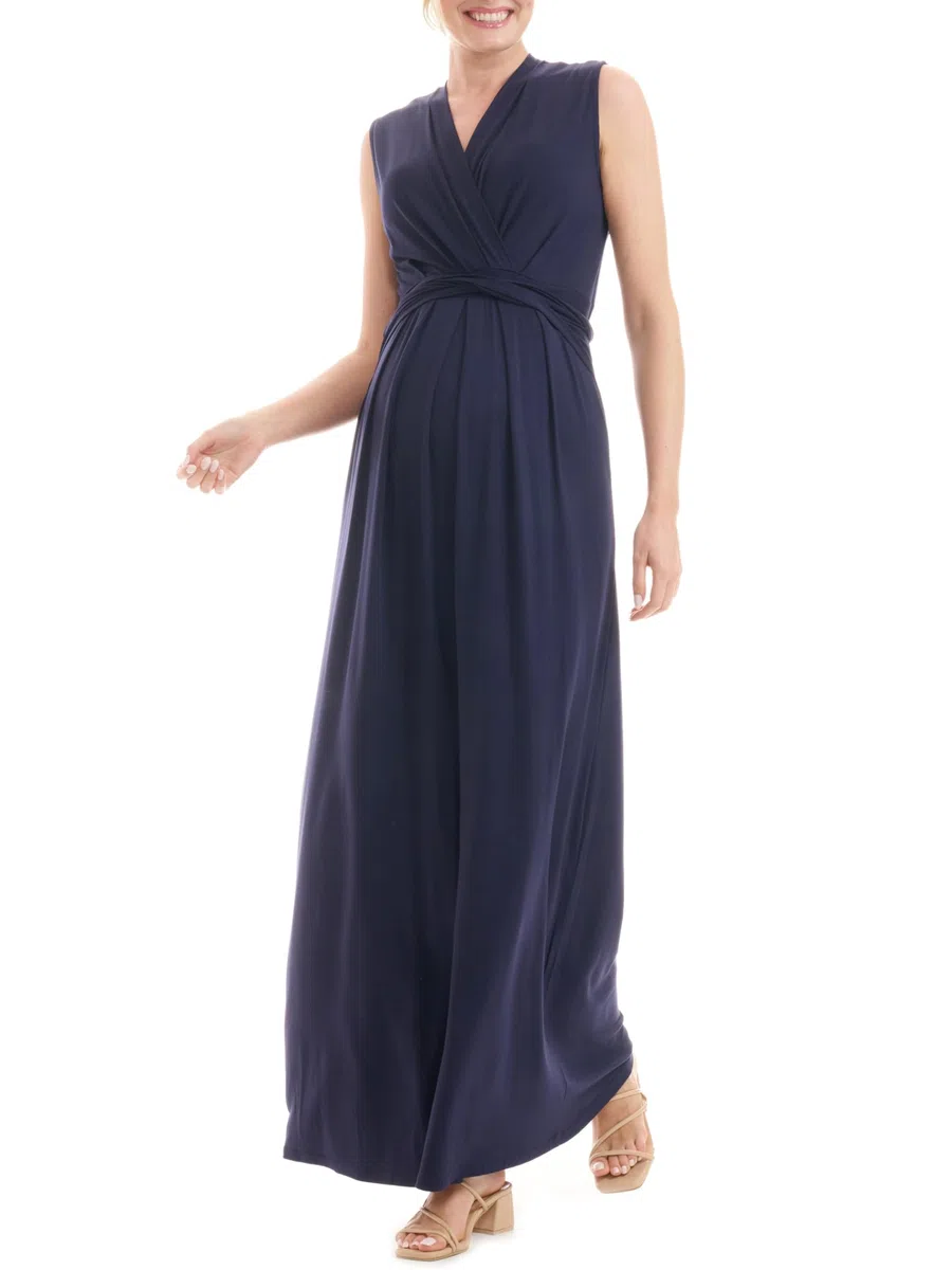 Herzmutter Umstandskleid festlich Sommer - Schwangerschaftskleid-Stillkleid - Lang - Maxikleid für Damen - Wickeloptik - 6900