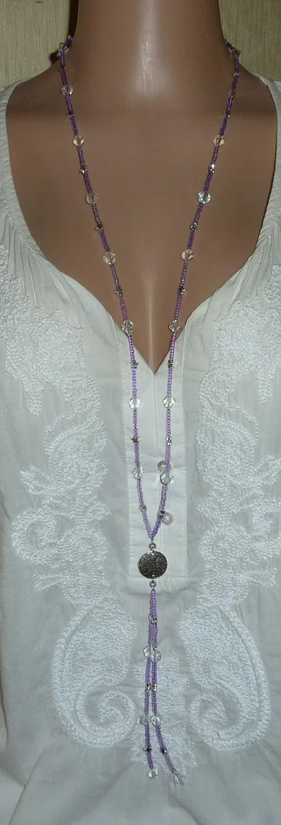 SSH-Design - lange Y - Kette - kristall & violett -