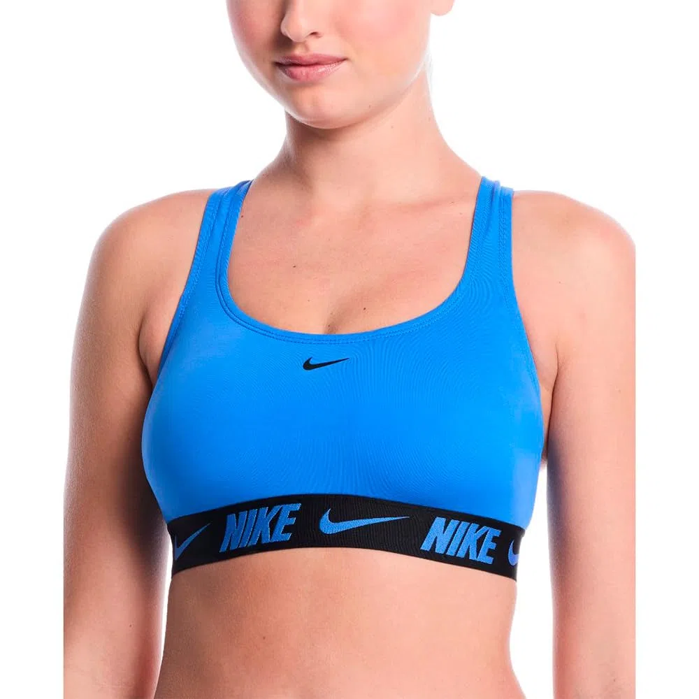 Nike Unisex Nike Swim Logo Tape Racerback Bikini Top Blue Crystal Swim Trunks