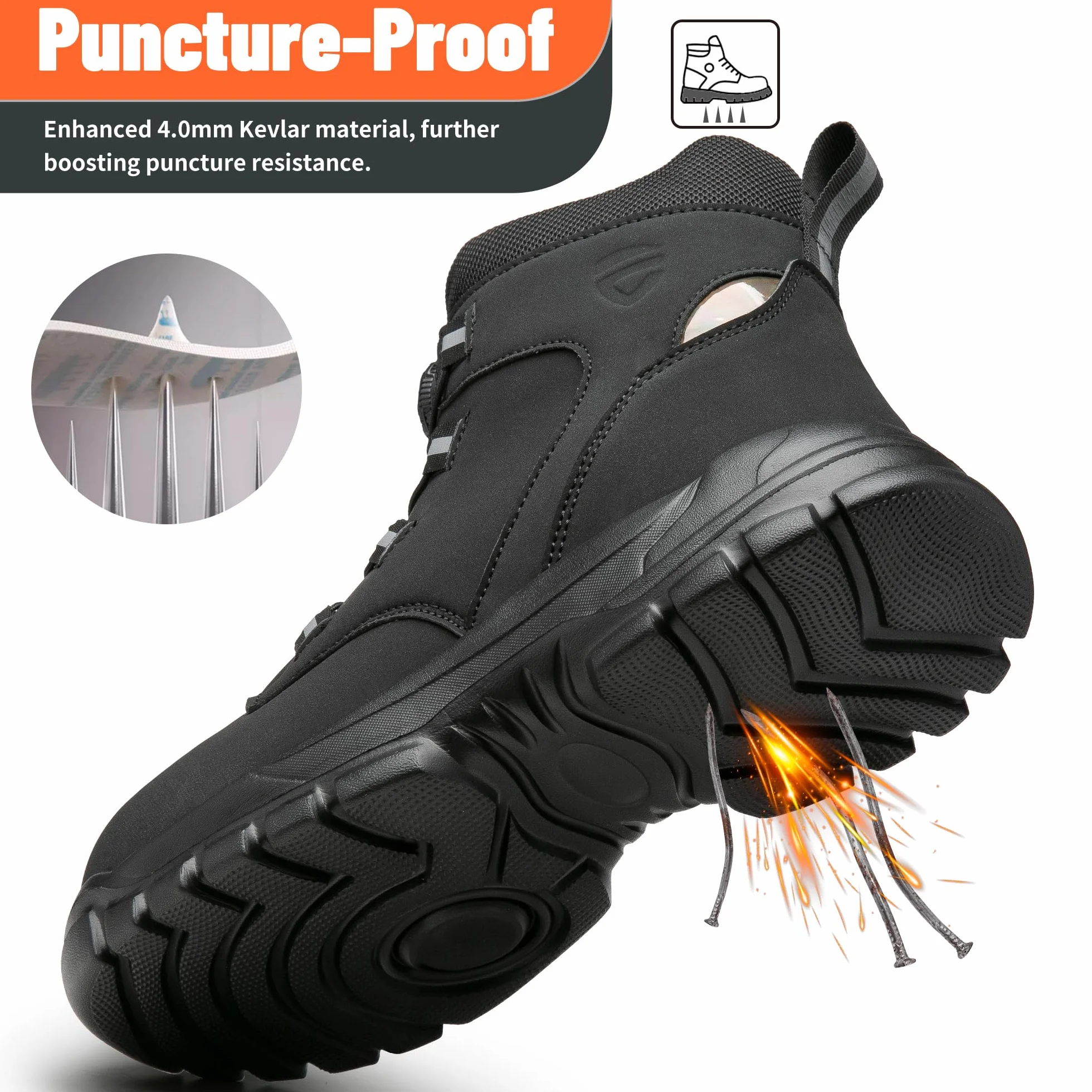 KOIFISH Sicherheitsstiefel Herren Damen Leicht Arbeitsschuhe Hoch Sicherheitsschuhe Rutschfest Drehverschluss Stahlkappenschuhe