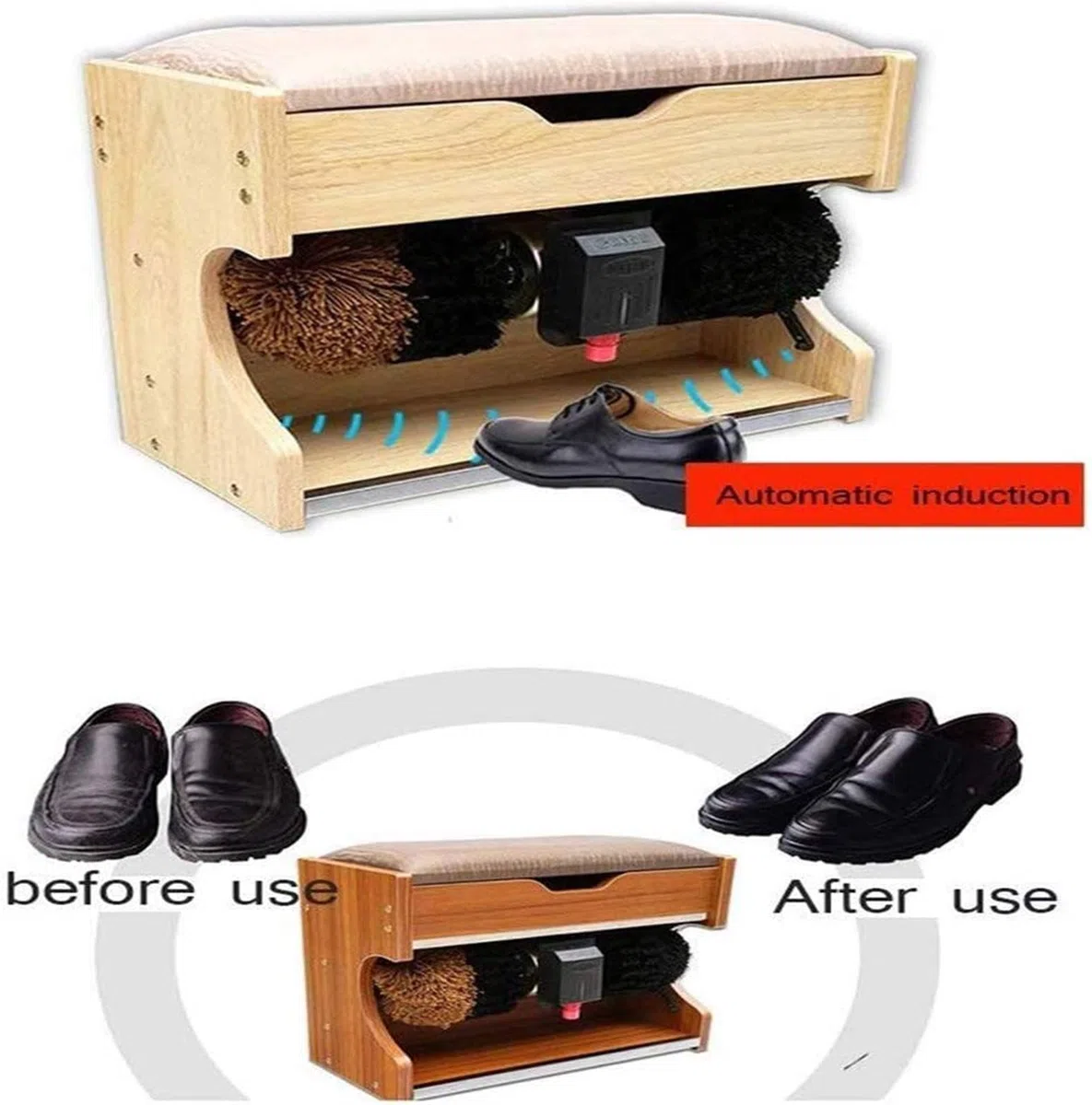 Schuhpolierer Maschine, Hochleistungsmotor Haushalt Schuhpolierer Bürste, Mehrzweck-Reinigungsmaschine mit Aufbewahrungsbox und weichem Kissen