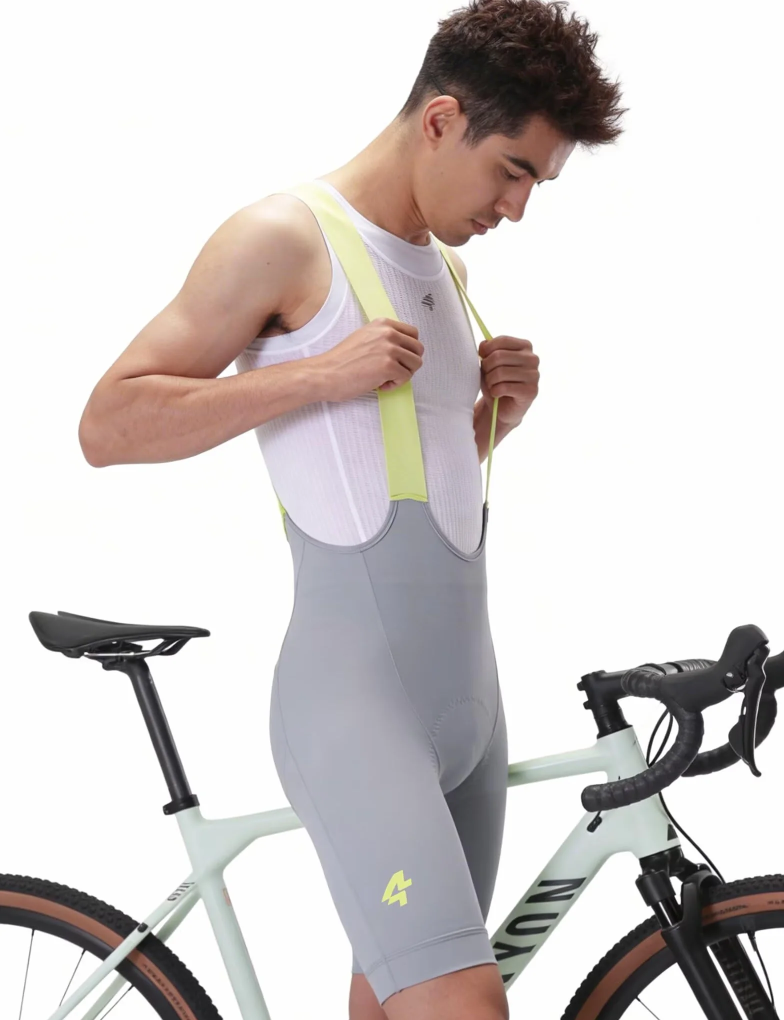 LAMEDA Herren Radhose Kurz mit Trägern Trägerhose Italienischem 3D Sitzpolster Atmungsaktive Schnelltrocknend Fahrradhose UPF Bib Shorts für Rennrad MTB