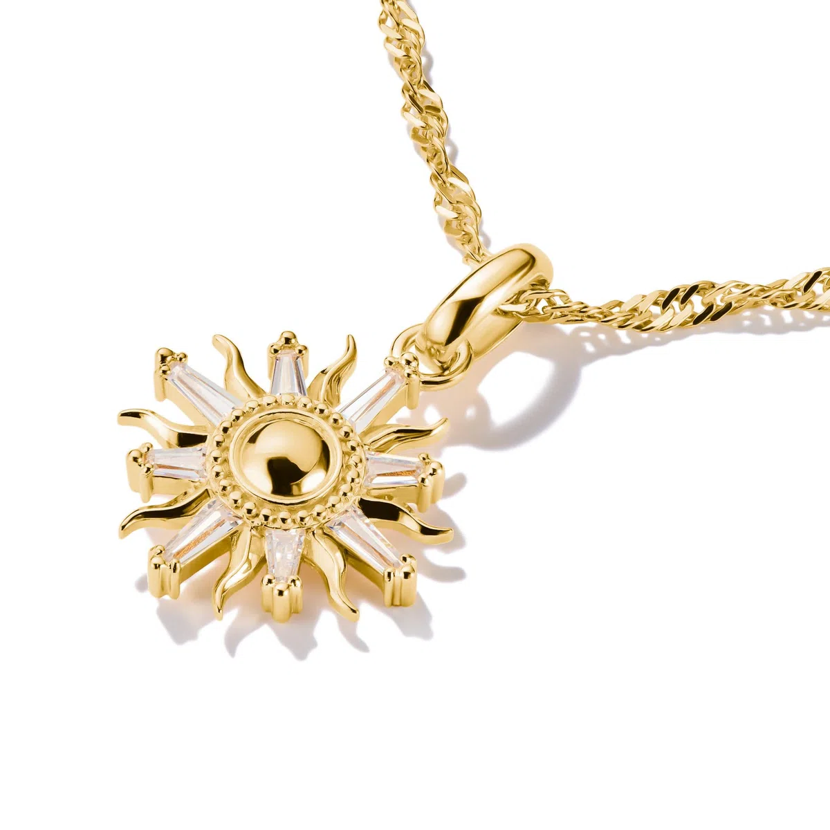 THOMAS SABO Charm-Anhänger Sonne mit Steinen Connect vergoldet 18k Vergoldung, Recyceltes 925 Silber