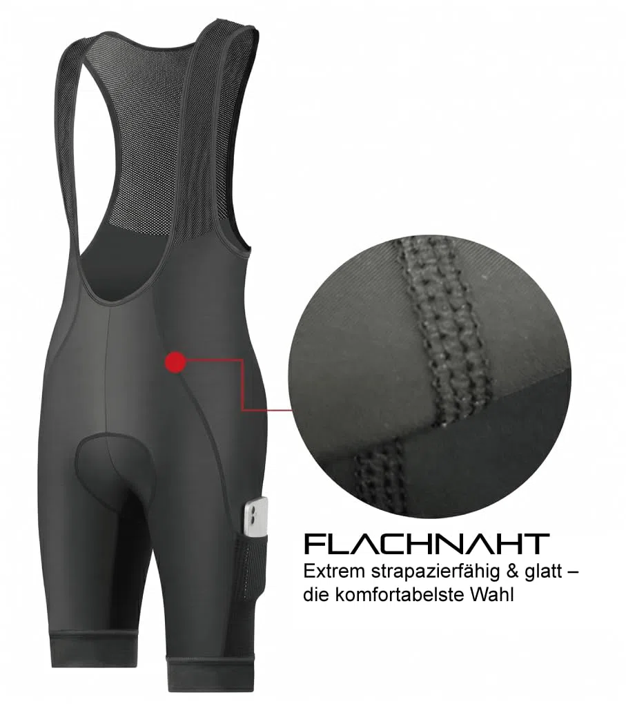 CEROTIPOLAR Herren Radhose Bib Shorts mit Langstrecken-Polster – Atmungsaktiv, Schnelltrocknend, UPF50+ Sonnenschutz