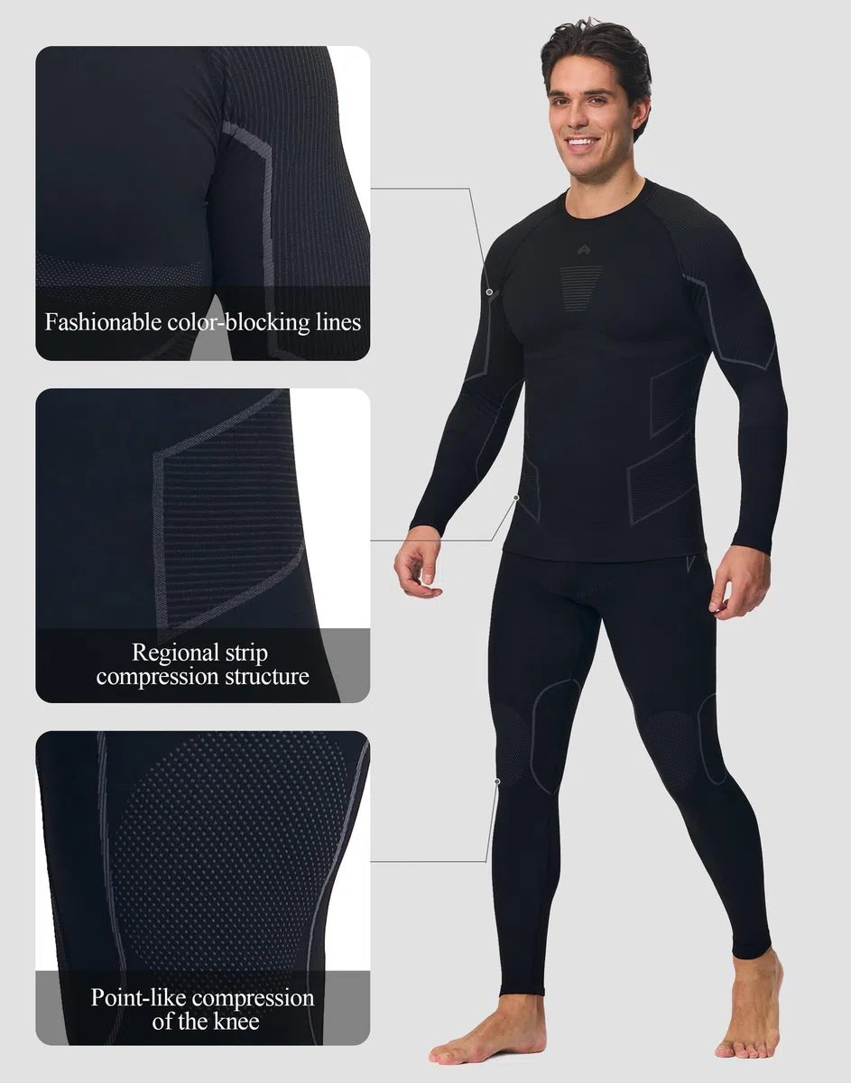 Pioneer Camp Thermounterwäsche Herren Set - Atmungsaktives & Warmes Material, Seamless Perfekte Passform funktionsunterwäsche, Skiunterwäsche - Geeignet für Verschiedene Sportarten und Freizeit
