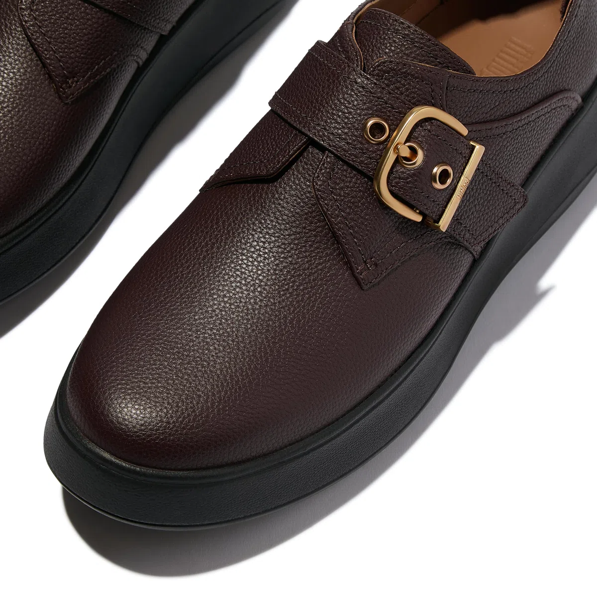 Fitflop Women's F-Mode Stitch Tumbled-Leather Monk Strap Shoes Loafer