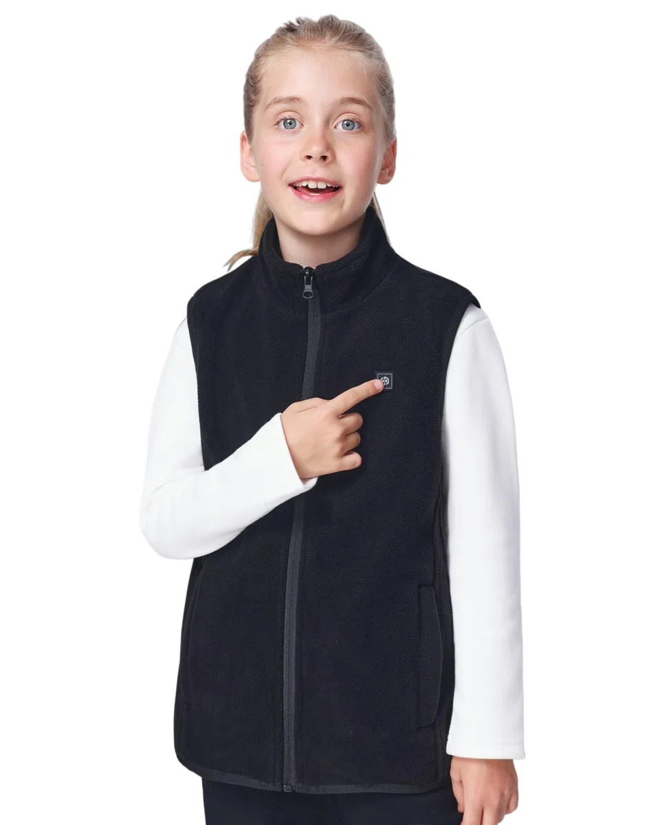 Unisex Fleece Heizweste Kinder mit powerbank 12000 mAh 7.4 V, Beheizbare Weste Kinder mit 5 Heizzone, Heizweste Jungen und Mädchen für Winter Outdoor-Oberteil Leichte - XL