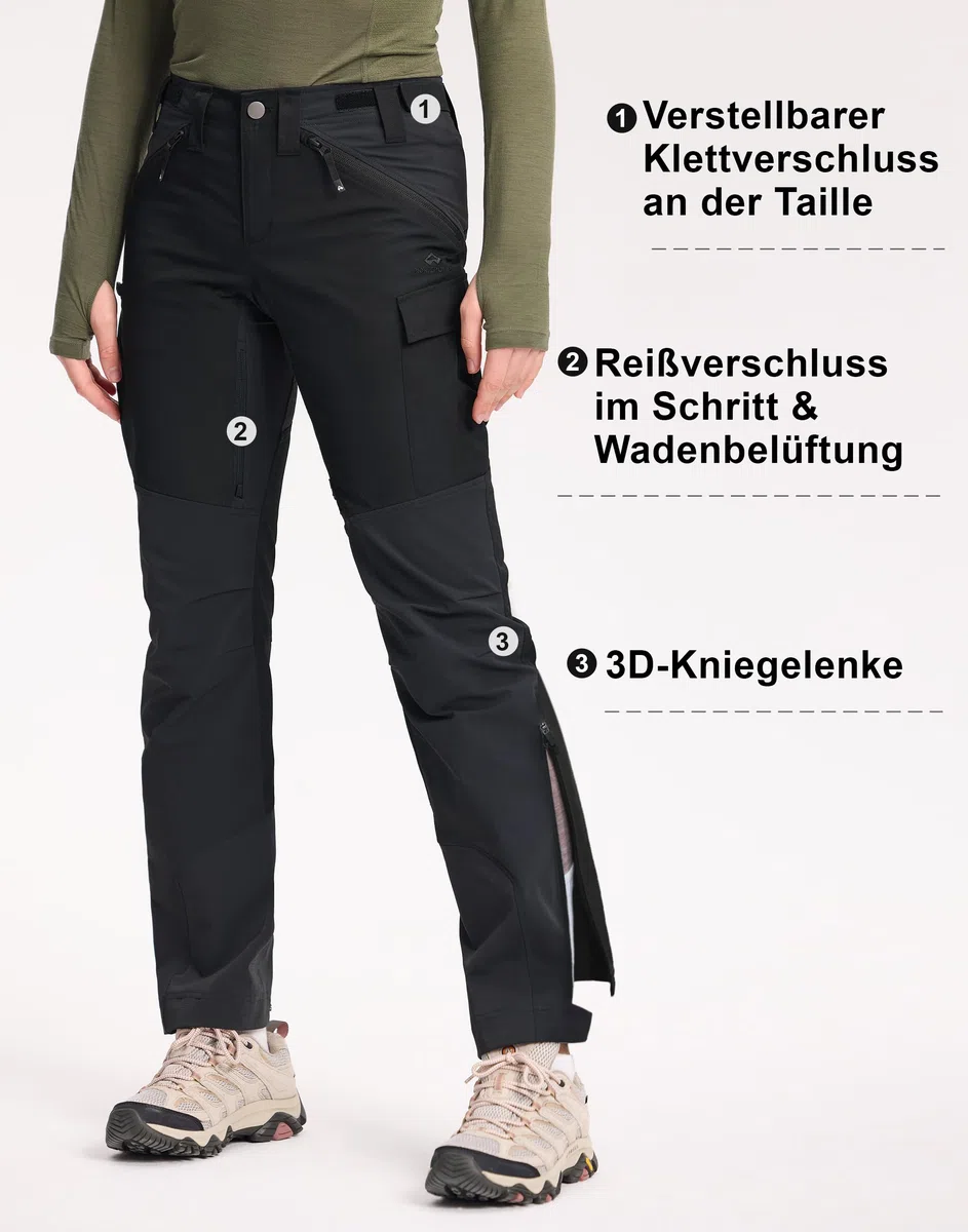 Pioneer Camp Damen Outdoorhose Wanderhose(Black;M)
