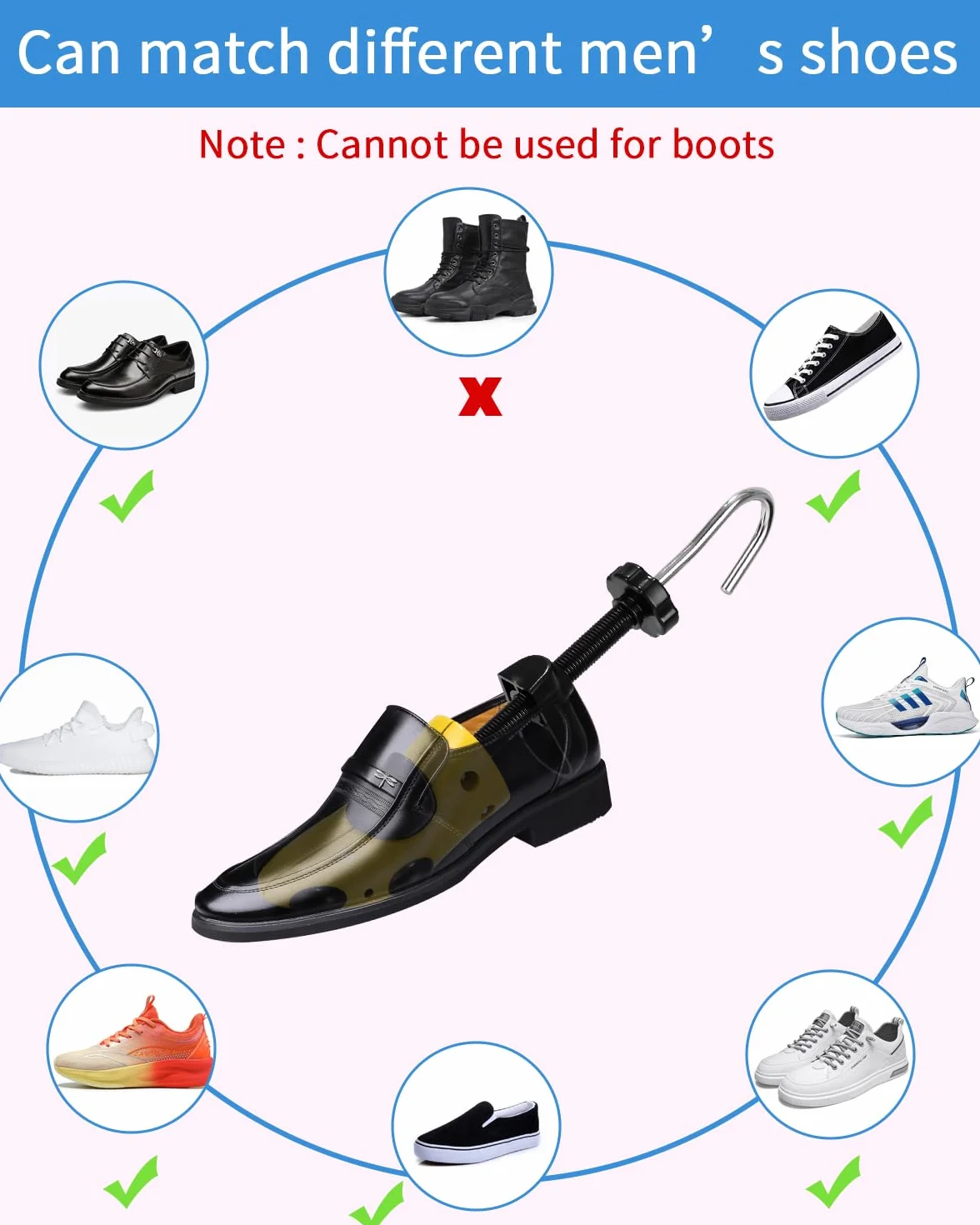 Zawaer Schuhspanner,2Stück Schuhspanner Herren Und Damen, 4-Wege Shoe Stretcher, Schuhe Dehnen, Leicht Und Leicht Zu Tragen, Shoe Last, Für Einstellbare Länge Und Breite Schuhweiter Mit Schuhlöffel.