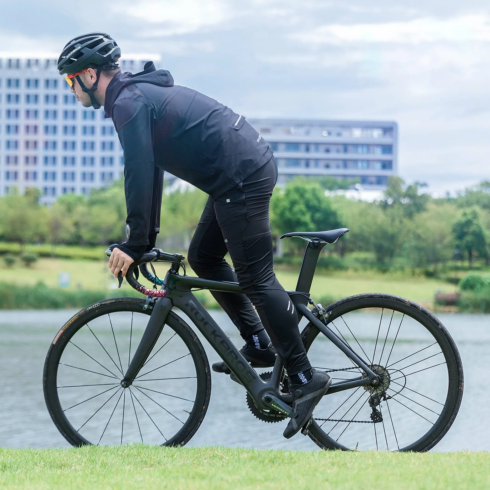 ROCKBROS Herren Fahrradhose 2 in 1 Lang Radlerhose Fahrradunterhose mit sitzpolster Sommer Herbst Atmungsaktiv Hose